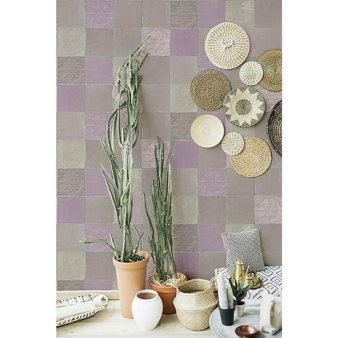 AS Creation New Walls Vliestapete (Flieder, Fliesenoptik, 10,05 x 0,53 m)