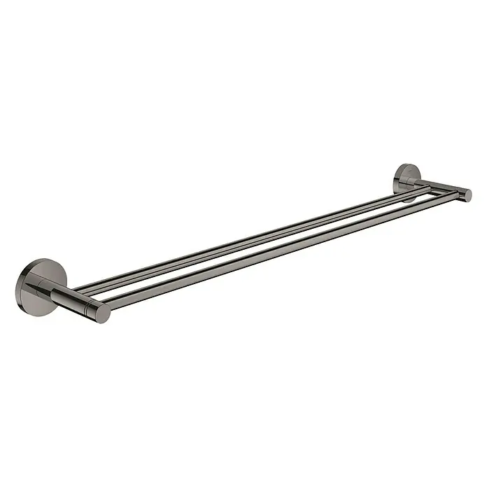 Grohe Essentials Doppel-Badetuchhalter - Hard Graphite, Glänzend - Moderner, doppelter Handtuchhalter aus Metall mit zwei Stangen zur Wandmontage für Badezimmer und Gäste-WC.