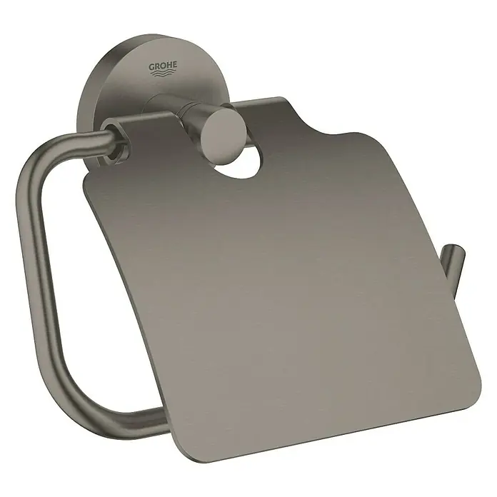 Grohe Essentials Toilettenpapierhalter - Mit Deckel, Hard Graphite, Matt - Ein moderner Grohe Toilettenpapierhalter mit Deckel in gebürstetem Edelstahl. Praktisch und elegant für jedes Badezimmer.