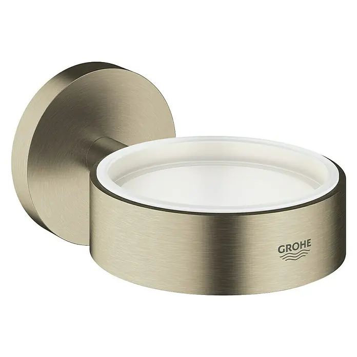 Grohe Essentials Becher- & Seifenhalter - Nickel, Matt - Wandmontierte Seifenschale von Grohe in gebürstetem Nickel, ideal für jedes Badezimmer. Praktisch und elegant für die Aufbewahrung von Seife.
