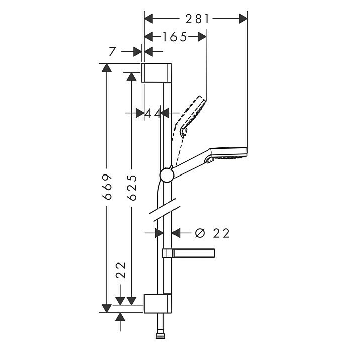 Hansgrohe Crometta Brausegarnitur Vario (Lochabstand: 62,5 cm, Anzahl Funktionen: 2, Chrom/Weiß, Glänzend)