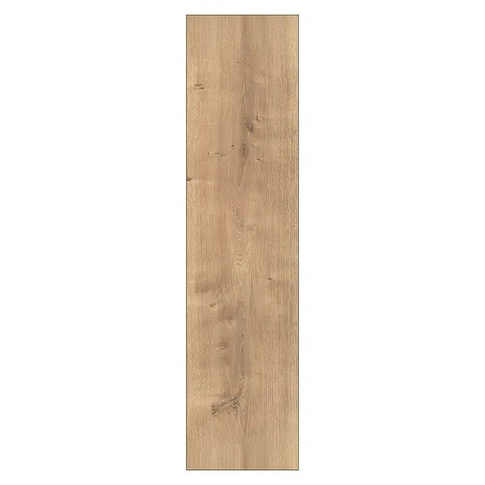 LOGOCLIC Laminatmuster Vinto Eiche Palazzo - 296 x 195 x 8 mm, Landhausdiele - Detailansicht einer Holzplatte mit feiner Maserung, ideal für Möbelbau oder Innenausbau. Die natürliche Farbe und Textur verleihen Wärme.