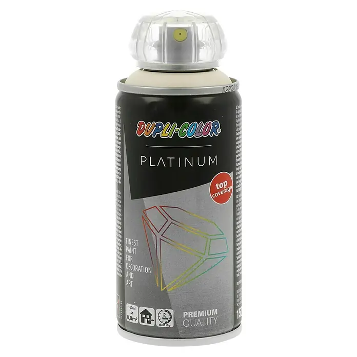 Dupli-Color Platinum Sprühlack RAL 1015 - Hellelfenbein, Seidenmatt, 150 ml - Sprühdose Dupli-Color Platinum mit hochwertiger Lackfarbe für Dekoration und Kunst, bietet erstklassige Deckkraft und schnelle Trocknung.