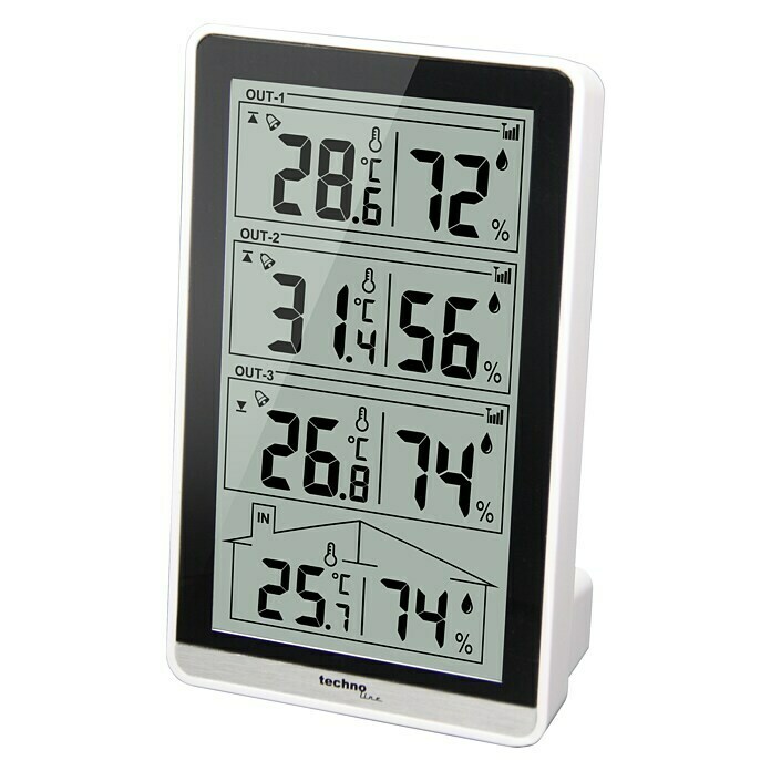 Technoline Wetterstation WS 7060 (LC-Display, Batteriebetrieben, Schwarz, 4 x 8,1 x 13,3 cm)