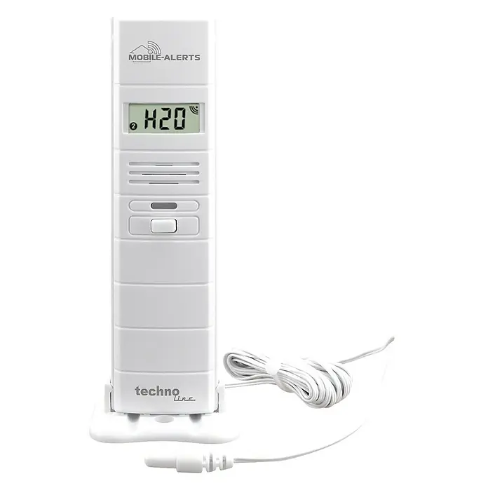 Mobile-Alerts Sensor MA10300 - Batteriebetrieben, Weiß, 2,1 x 3,8 x 12,8 cm, Kabellänge: 1,5 m - Mobile Alerts H2O Wassersensor mit Kabel und Bildschirm zur Überwachung von Feuchtigkeit.