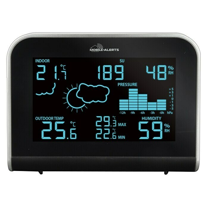 Mobile-Alerts Funkwetterstation MA10920Display, Batteriebetrieben, Schwarz, 3,2 x 14,7 x 11,5 cm Front View