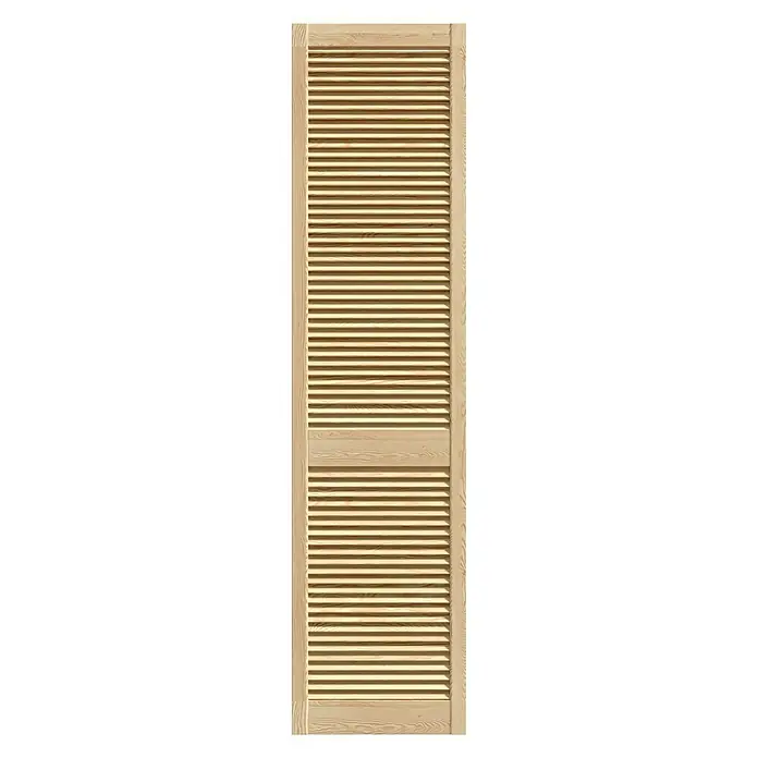 Lamellentür - B x H: 494 x 1.985 mm, Art Lamellen: Offen, Natur - Eine lange, helle Holzschranktür mit horizontalen Lamellen, die eine natürliche und luftige Optik bietet. Ideal für Schränke oder als Raumteiler.