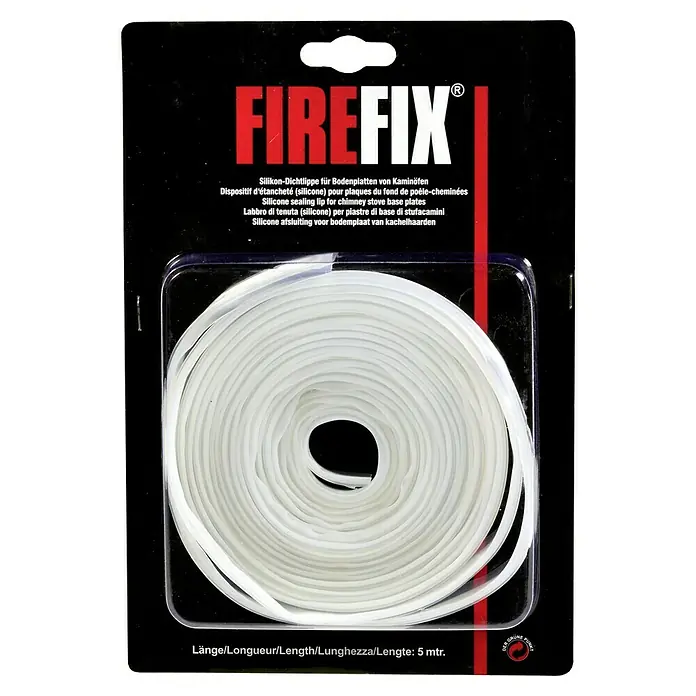 Firefix Silikondichtung - Länge: 5 m - FIREFIX Silikon-Dichtlippe für Kaminöfen, 5 m Rolle zur Abdichtung von Bodenplatten.