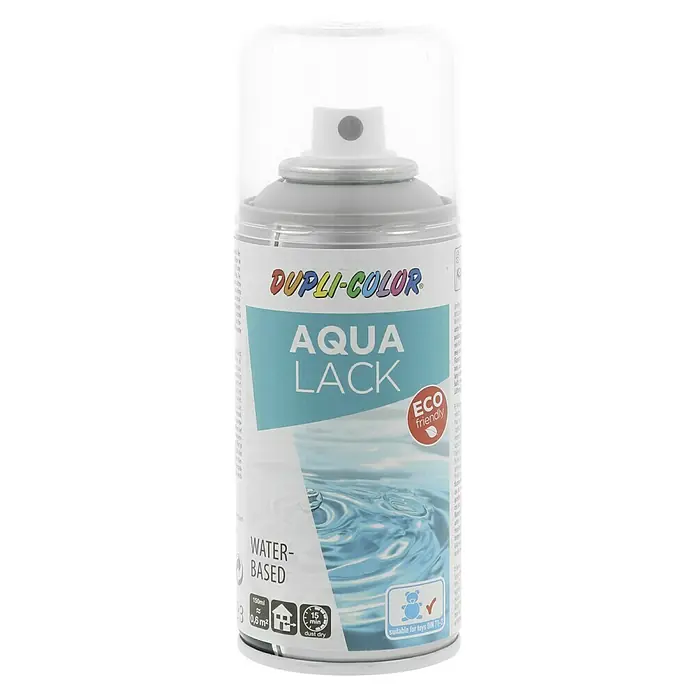 Dupli-Color Aqua Sprühlack Aqua Lack - Silbergrau, Seidenmatt, 150 ml - Dupli-Color Aqua Lack Sprühdose, wasserbasiert, umweltfreundlich und für Spielzeug geeignet. Ideal zum Lackieren.