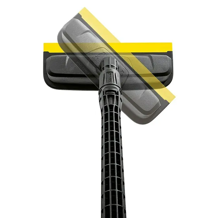 Kärcher Flächenreiniger Powerschrubber PS 30 - Passend für: Kärcher Hochdruckreiniger K2 - K7 - Fenstersauger mit gelbem Gummilippe und Teleskopstange. Ideal zum Reinigen von Fenstern und glatten Oberflächen.