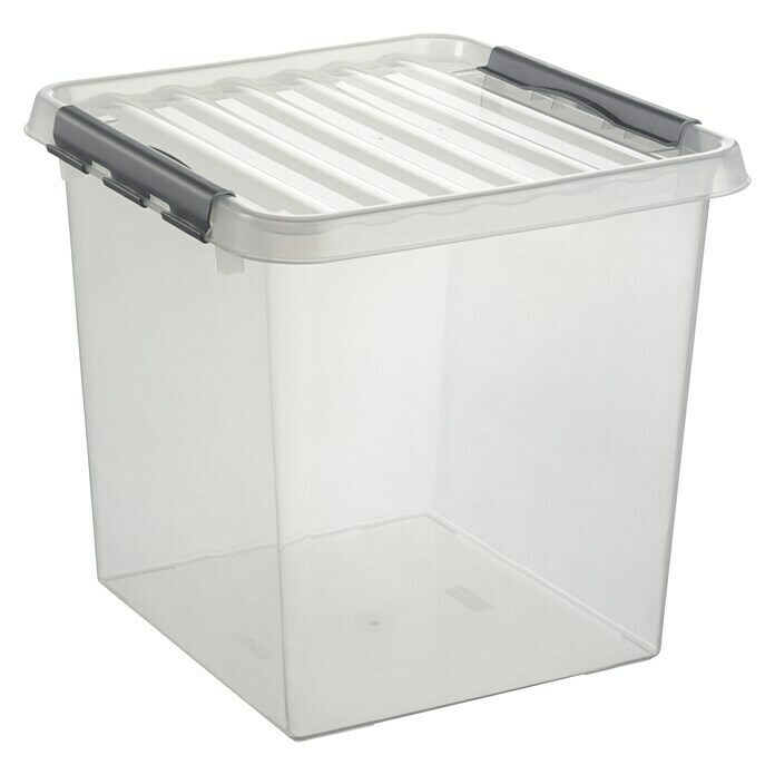 Sunware Aufbewahrungsbox (L x B x H: 30 x 30 x 36 cm, Kunststoff, Transparent, Farbe Griff: Schwarz)