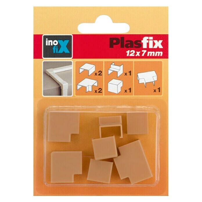 Inofix Plasfix Kit de accesorios para canaleta (Roble, An x Al: 1,2 x 0,7 cm, 7 uds.)