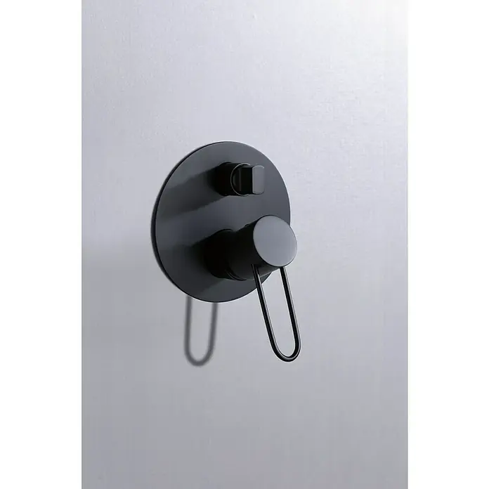 Imex Milos Sistema de ducha empotrado - Con grifo monomando, Negro - Grifo de ducha negro con diseño redondo y palanca para la regulación de la temperatura. Minimalista y moderno para el baño.