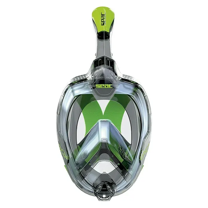 Seac Sub Máscara de Snorkel Mágica - L/XL, Plástico, Negro/lima - Un producto de máscara de esnórquel facial completa y clara con detalles en verde de Seac, ideal para la exploración submarina.