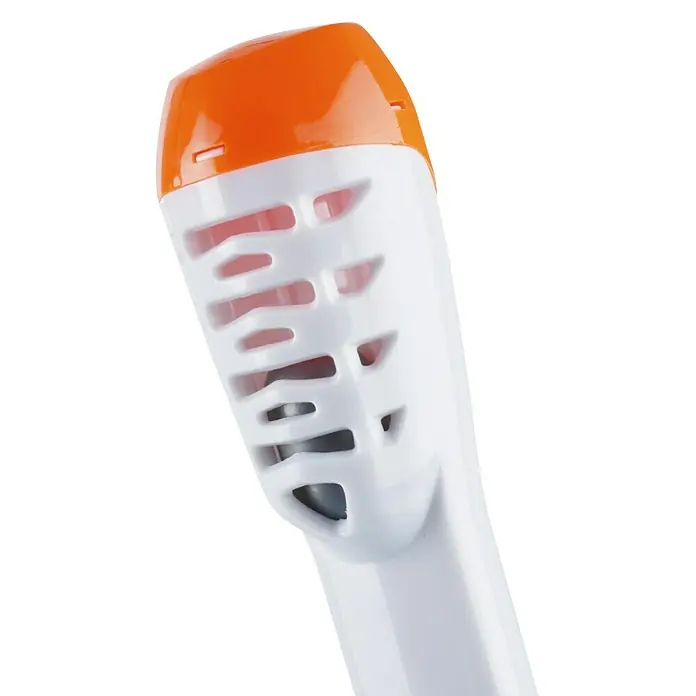 Seac Sub Máscara de Snorkel Mágica - L/XL, Plástico, Azul/Blanco - Primer plano de un esnórquel con punta naranja y aberturas blancas, ideal para actividades acuáticas.