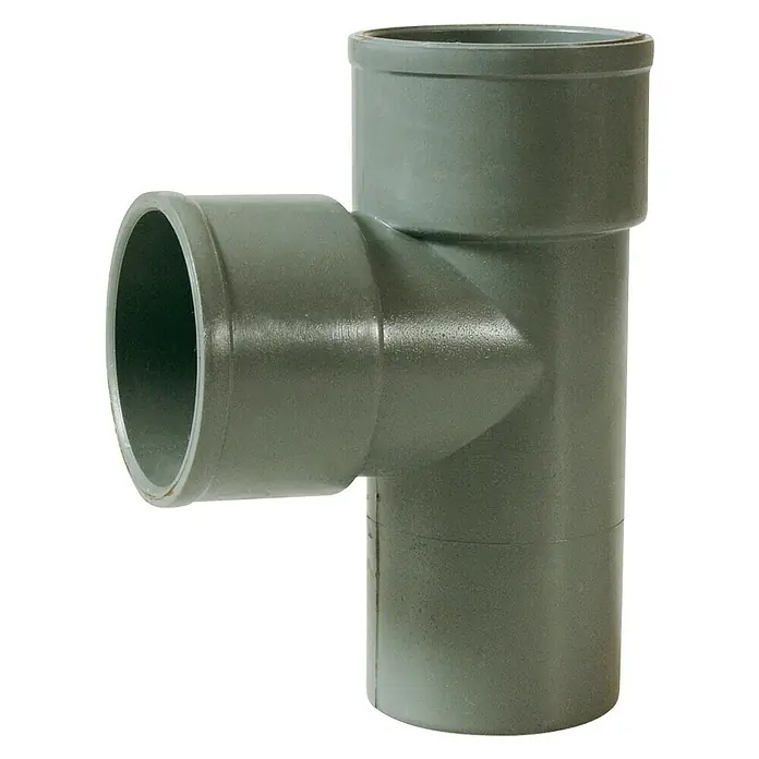 Pieza T M-H - Diámetro: 50 mm, Plástico, 50 mm, 87 ° - Accesorio de tubería en T de PVC gris con tres aberturas. Ideal para aplicaciones de fontanería y la construcción de sistemas de aguas residuales.