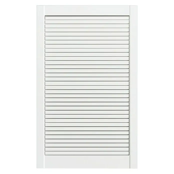 Lamellentür - B x H: 394 x 717 mm, Art Lamellen: Geschlossen, Weiß - Ein weißer Fensterladen mit horizontalen Lamellen, ideal für Lichtregulierung und Privatsphäre im Innenbereich. Schlichtes, zeitloses Design.