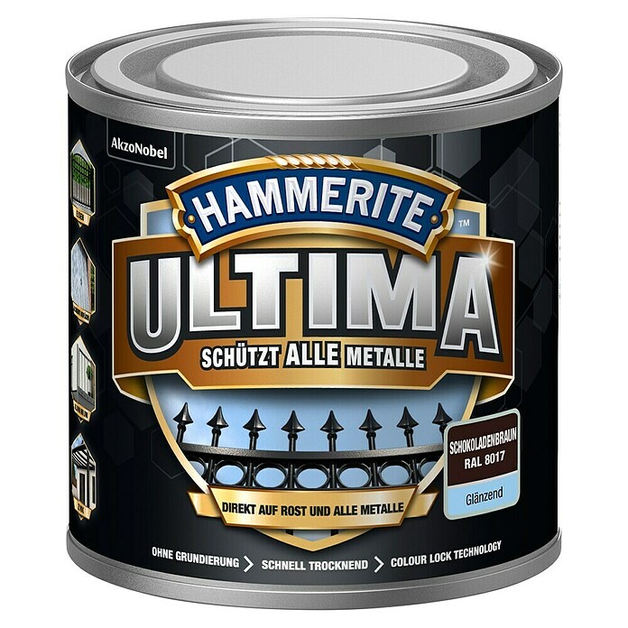 Hammerite Metall-Schutzlack ULTIMA (RAL 8017, Schokoladenbraun, 250 ml, Glänzend)