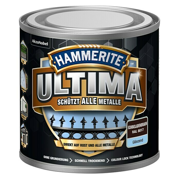 Hammerite Metall-Schutzlack ULTIMA (RAL 8017, Schokoladenbraun, 250 ml, Glänzend)