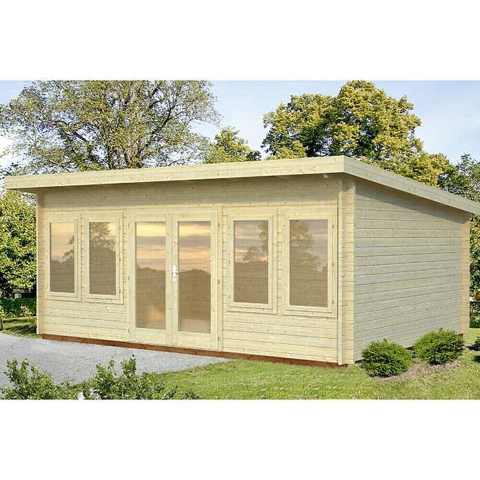 Palmako Caseta de jardín (Madera, 19,4 m², Espesor de pared: 44 mm, Natural)