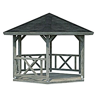 Palmako Gartenpavillon Betty (Außenmaß inkl. Dachüberstand (B x T): 488 x 423 cm, Holz, Grau)