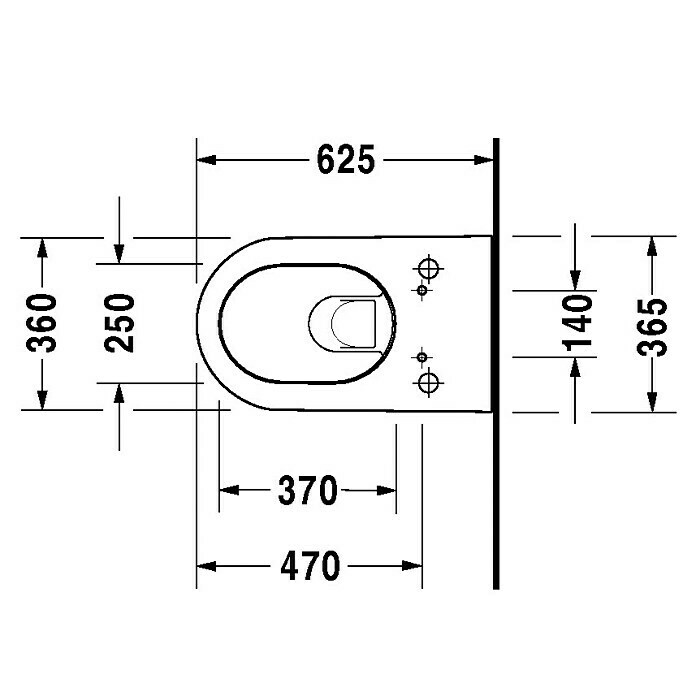 Duravit Darling New Wand-Dusch-WCMit Spülrand, Mit antibakterieller Glasur, Spülform: Tief, WC Abgang: Waagerecht, Weiß Sketch