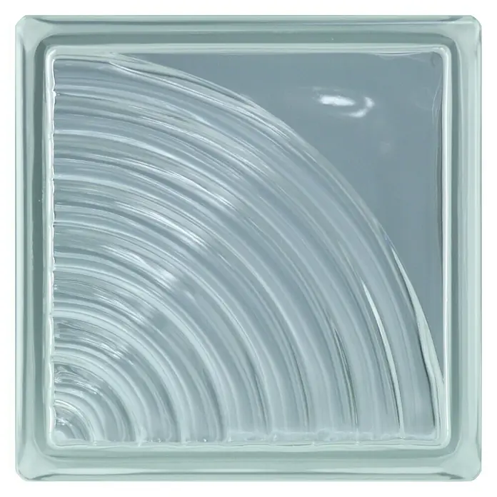 Fuchs Design Glasbaustein Midarc - Klar, 19 x 19 x 8 cm - Glasbaustein mit abgerundetem Wellenmuster. Ein stilvolles Element für moderne Raumgestaltung, das Licht auf besondere Weise bricht und verteilt.