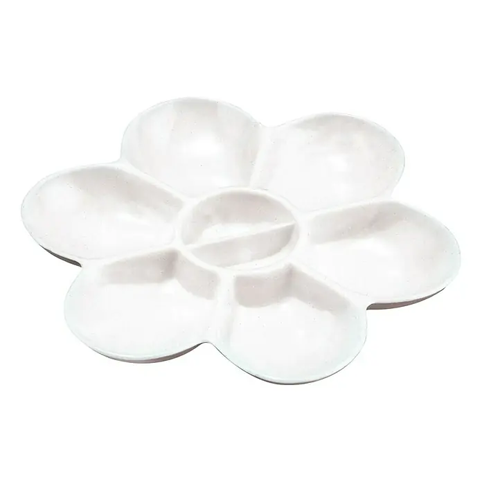 Reeves Farbmischpalette - Rund, Durchmesser: 18 cm, Kunststoff - Weiße Farbmischpalette in Blumenform. Das perfekte Zubehör für Künstler und Hobbymaler zum Mischen von Farben.