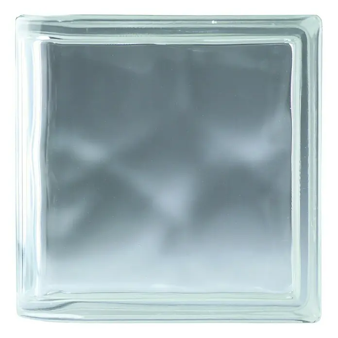Fuchs Design Glasbaustein - Klar, Wolke, 19 x 19 x 8 cm, Endstein - Dieser Artikel zeigt einen Glasbaustein. Der transparente Baustein ist quadratisch und hat abgerundete Kanten, ideal für Designakzente.