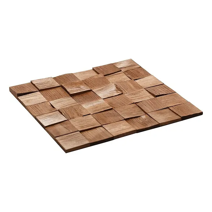 Wandpaneel Quadro II - Kiefer, 380 x 380 mm, Stärke: 11 mm - 13 mm, 0,58 m² - Quadratische Holzpaneele für Wanddekoration. Einzigartige, dreidimensionale Wandgestaltung mit warmen Holztönen.