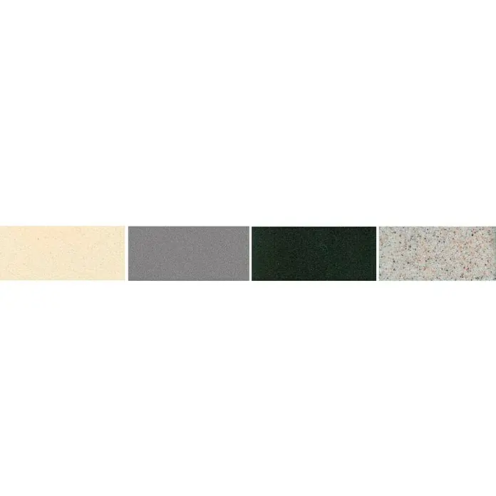Pyramis Einbauspüle Zako - B x L: 86 x 43,5 cm, Croma, Anzahl Becken: 1,5 Stk. - Vier Musterstücke mit verschiedenen Texturen und Farben, ideal für Arbeitsplatten oder Wandverkleidungen.