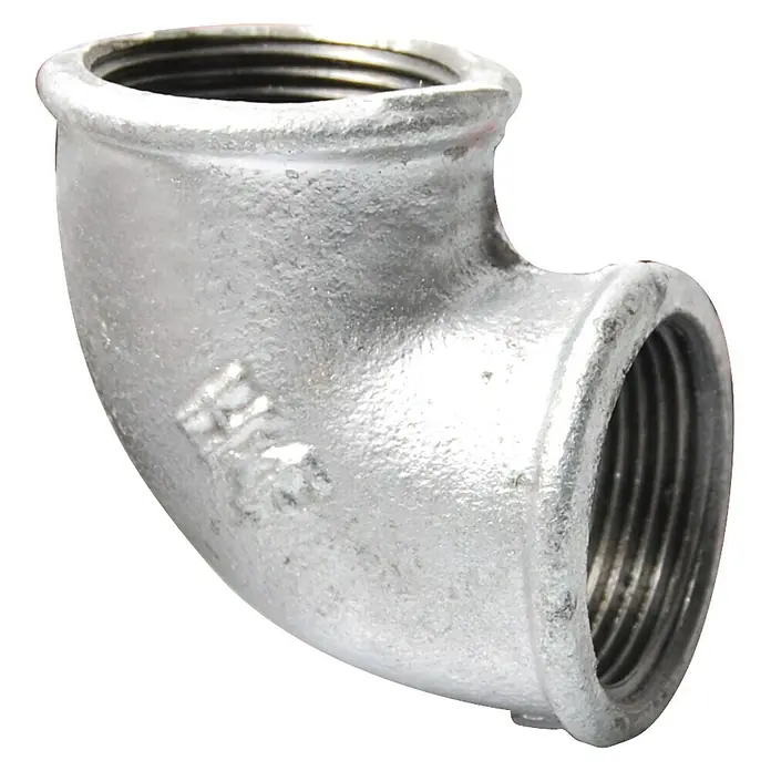 Kirchhoff Winkel II - Innengewinde: 1 ¼″, Winkel: 90 °, Verzinkt - Metallischer 90-Grad-Rohrbogen mit Innengewinde für Rohrverbindungen in Sanitär- und Heizungsanlagen. Robuste Konstruktion für zuverlässige Installationen.