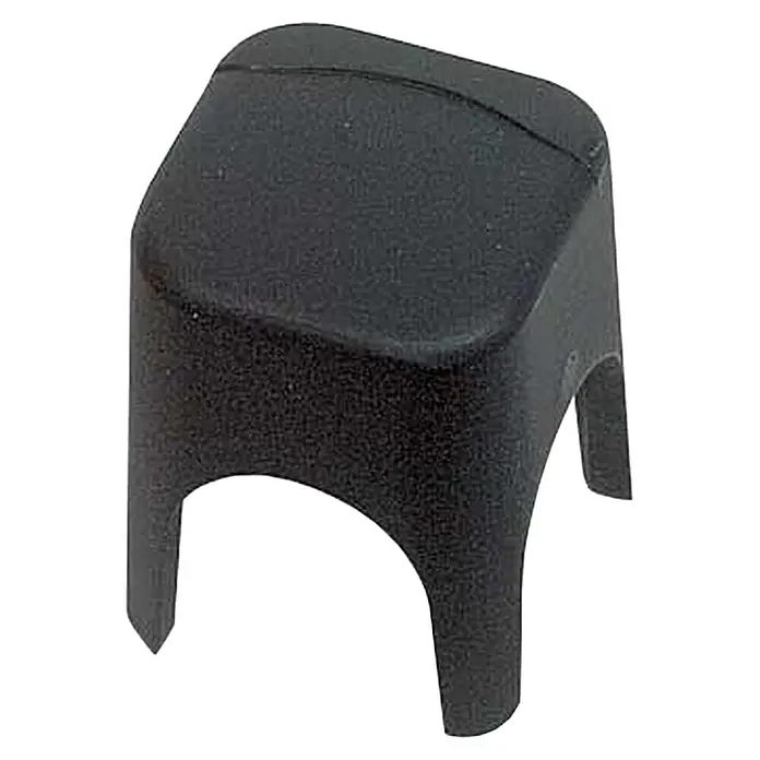 BEP Marine Abdeckkappe ISC-10BK - Schwarz - Nahaufnahme eines schwarzen Möbelgleiters mit drei Beinen, ideal zum Schutz von Böden und zur Reduzierung von Geräuschen beim Bewegen von Möbeln.