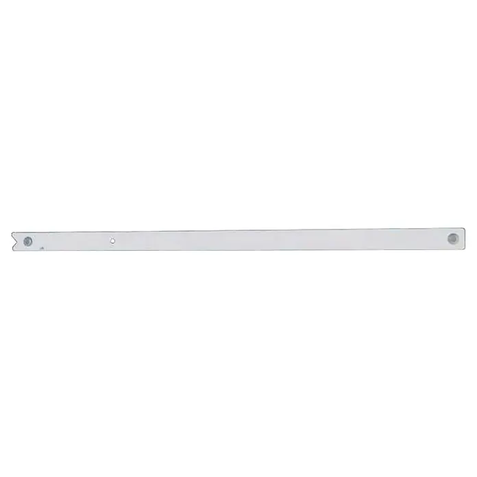 Bauwinkel Verstellbar - Material: Aluminium - Weiße Leiste mit Befestigungslöchern. Die Leiste ist schmal und geradlinig, ideal für Montagearbeiten und zur Befestigung.