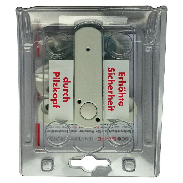 Bever Fenstersicherung Stuco Safe S22 - Einflügelig mit Pilzkopf, Weiß - Fenster-Sicherheitsbeschlag im transparenten Blisterpack. Erhöhte Sicherheit durch Pilzkopf-Verriegelung für Fenster und Fenstertüren.