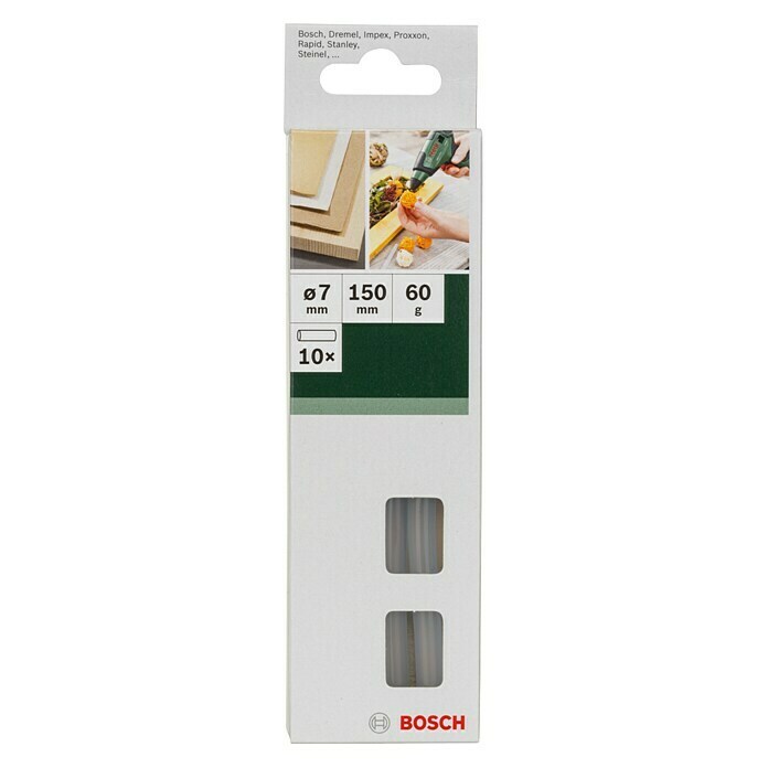 Bosch Klebepatronen10 Stk., Durchmesser Klebepatrone: 7 mm, Transparent Front View