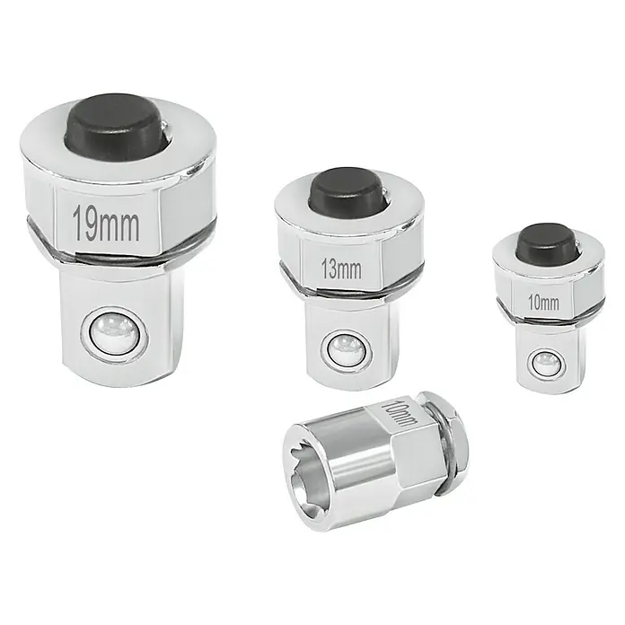 Matador Adapter - Geeignet für: Ringratschenschlüssel, 4 -tlg. - Bild von Vier Mutternsprengern in verschiedenen Größen, 10 mm, 13 mm und 19 mm.