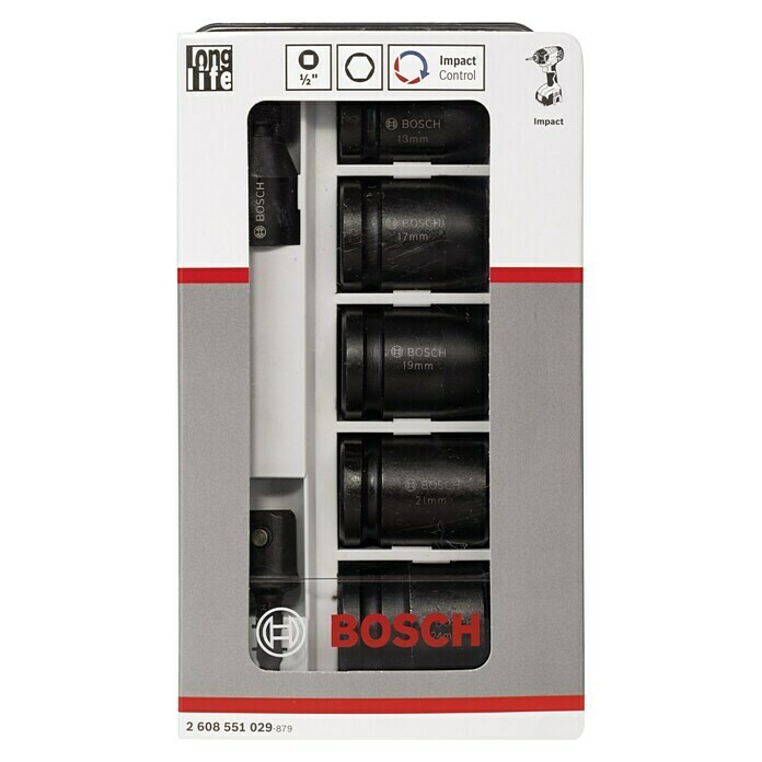 Bosch Set llaves de vaso Impact Control (7 piezas, Específico para: Atornillador percutor)