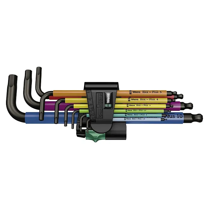 Wera Winkelschlüssel-Set Multicolour - 9 -tlg. - Wera Hex-Plus Winkelschlüsselsatz mit farbcodierten Größen für schnellen Zugriff und komfortables Arbeiten.