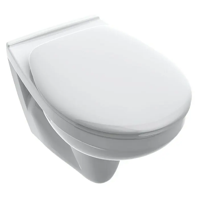 Gustavsberg Concentus Pure Wand-WC - Mit Spülrand, Mit antibakterieller Glasur, Spülform: Tief, WC Abgang: Waagerecht, Weiß - Weisse, an der Wand montierte Toilette mit geschlossenem Deckel, ideal für moderne Badezimmer.