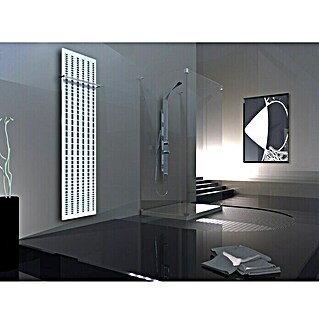 Designheizkörper Broken Mirror 3 (B x H: 47 x 180 cm, Wärmeleistung bei Vorlauftemperatur von 75 °C (D: 50): 1.118 W, Moonstone-Grau/Weiß, Mit 1 Handtuchhalter (15 mm))