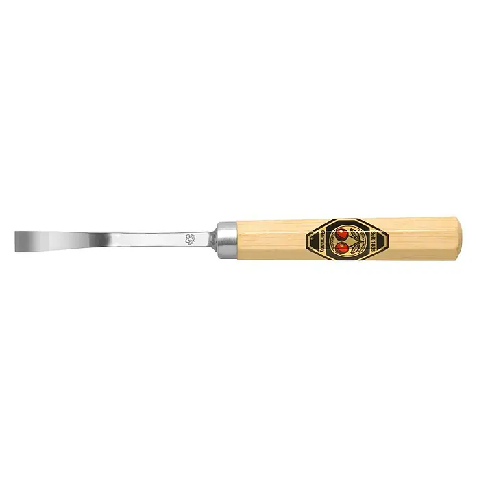 Kirschen Schnitzbeitel - Gebogen, Klingenbreite: 6 mm - Stecheisen mit Holzgriff und gebogener Klinge für präzise Holzarbeiten. Ideal für feine Details und Aussparungen.