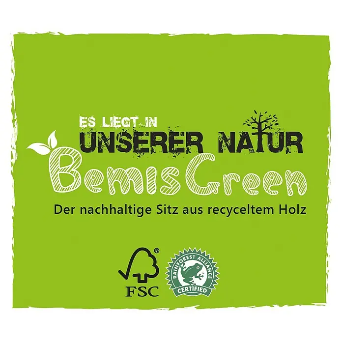 Bemis WC-Sitz Greenline - Holz, Weiß, Mit Absenkautomatik - Nachhaltiger Toilettensitz "Bemis Green" aus Recyclingholz mit FSC- und Rainforest Alliance-Zertifizierung.