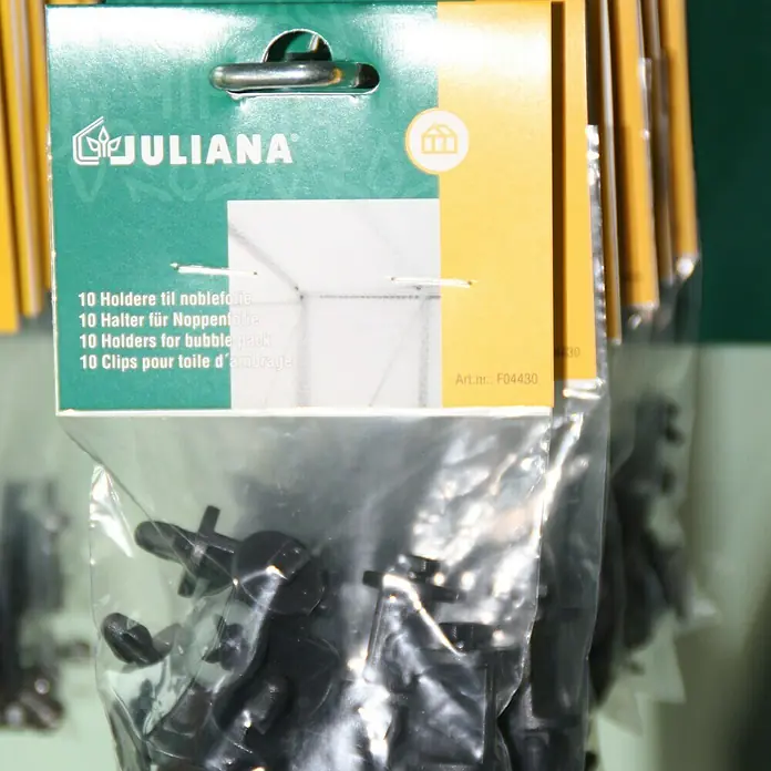 Juliana Halterung für Noppenfolie - 10 Stk. - Eine Packung Juliana Noppenfolienhalter, enthält 10 Stück, zur Befestigung von Noppenfolie. Artikelnummer F04430.