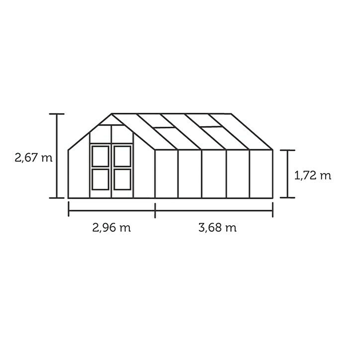 Juliana Gewächshaus Premium  (3,68 x 2,96 x 2,67 m, Sicherheitsglas, Glasstärke: 3 mm, Silber/Schwarz)