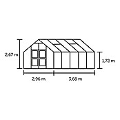 Juliana Gewächshaus Premium  (3,68 x 2,96 x 2,67 m, Sicherheitsglas, Glasstärke: 3 mm, Silber/Schwarz)