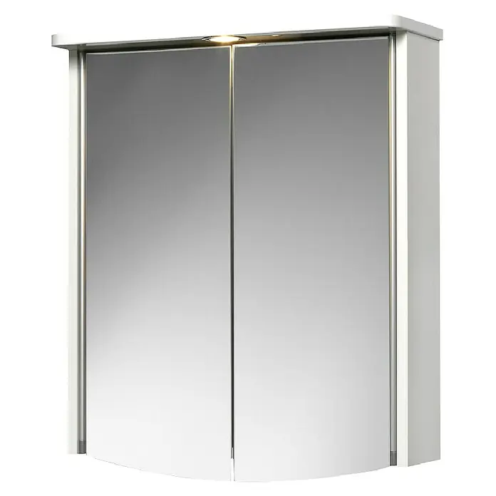 Jokey LED-Spiegelschrank Akola - B x H: 55 x 66 cm, Holz, Weiß - Dieser Spiegelschrank in Weiß ist mit zwei Türen ausgestattet und verfügt über ein integriertes Licht für eine optimale Ausleuchtung.