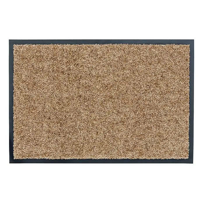 Astra Schmutzfangmatte Diamant - Sand, 60 x 80 cm, Material Nutzschicht: 100 % Polyamid - Ein rechteckiger, sandfarbener Teppich mit einem anthrazitfarbenen Rand, ideal für den Eingangsbereich. Er ist strapazierfähig und schmutzabweisend.