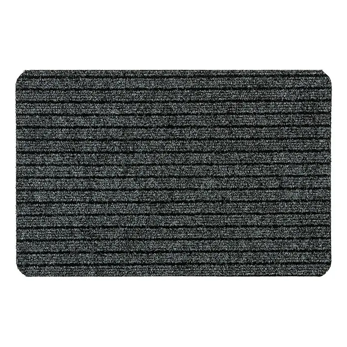 Astra Fußmatte - Anthrazit, 40 x 60 cm, 100 % Polypropylen - Graue Fußmatte mit horizontalen Streifenmuster, ideal für den Eingangsbereich, um Schmutz fernzuhalten.