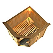 Karibu Systemsauna Siirin (Mit Sauna Bio-Ofen 9 kW inkl. Steuerung Easy, Mit Dachkranz und Beleuchtung, Ganzglas Graphit, 170 x 196 x 198 cm)